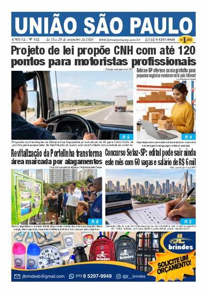 Capa da Edição 162 do Jornal União São Paulo de setembro de 2026.