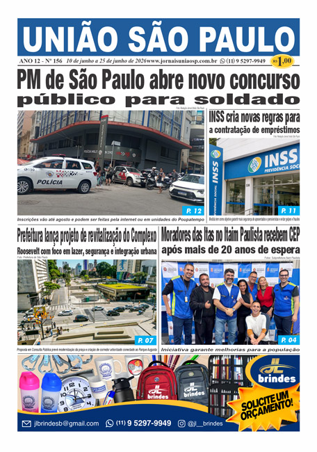 Capa do Jornal União São Paulo Edição 156 – Junho de 2026. Clique para ler o PDF completo.
